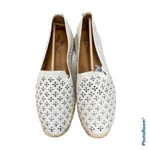 Patricia Nash 8.5 Flats Women's Elena Espadrille White Leather Shoes New In Box